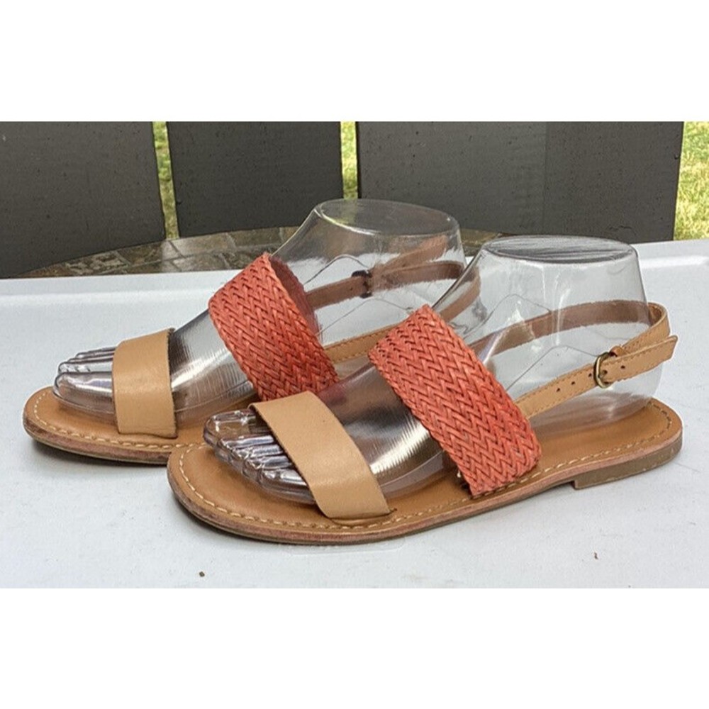 Gap tan Leather Flamingo Sandals US 6.5 EUR 37.5 Flat Sling Back